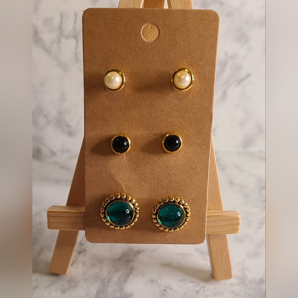 3 Pairs of Vintage 1980s/1990s Stud Earrings